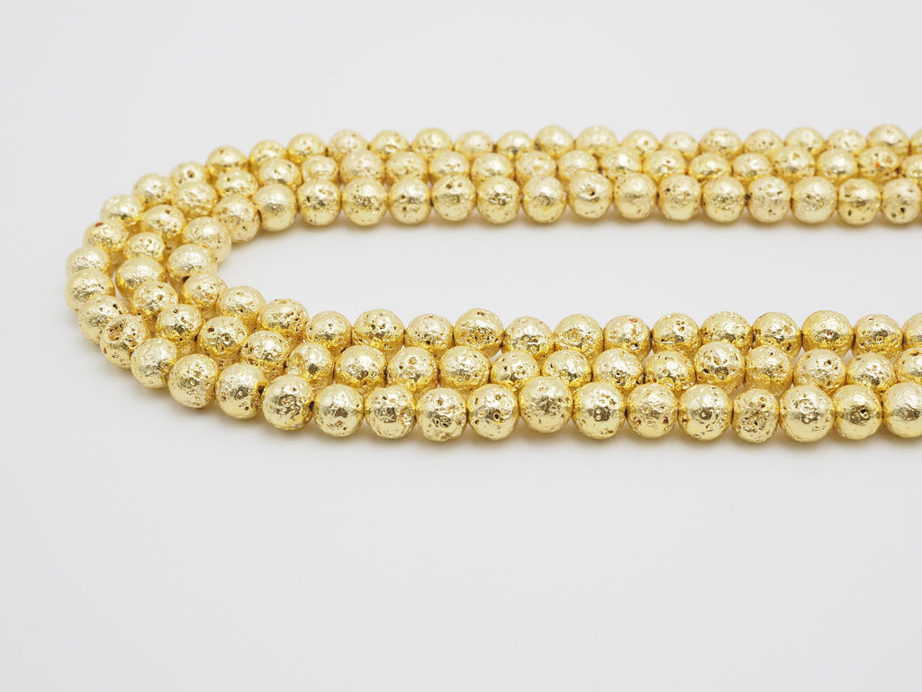 NEW STYLE Gold Plated Lava Round Beads, 4mm/6mm/8mm/10mm/12mm Gold Gemstone Beads, Wholesale Gemstone Beads, 15.5" Full Strand,SKU#S110