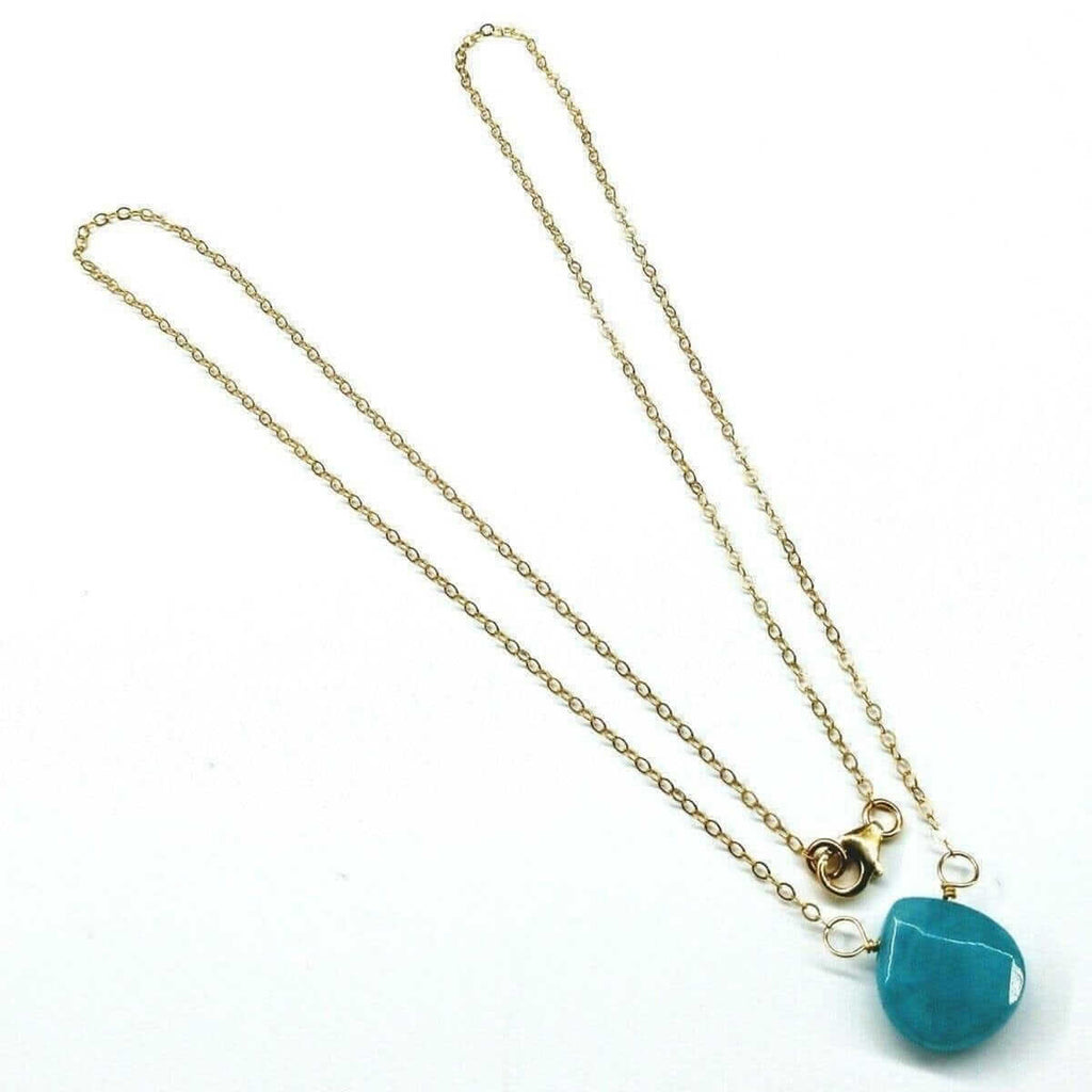 Gold Filled Aqua Jade Wire Wrap Gemstone Drop Necklace