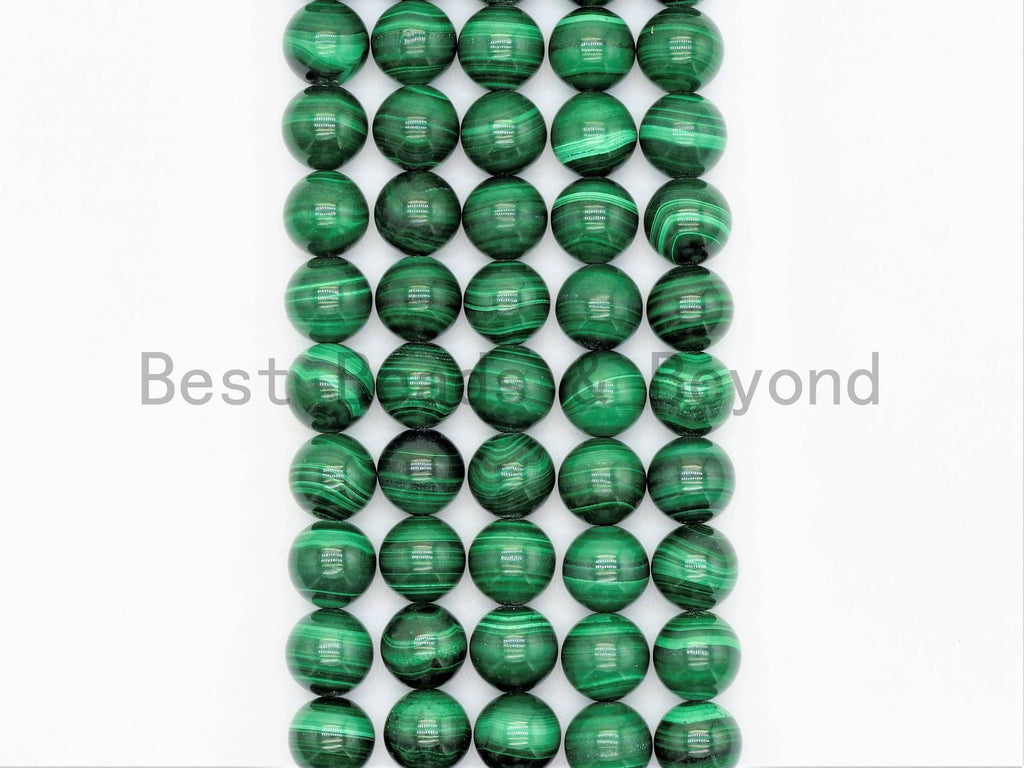 High Quality Natural Smooth Malachite Round Beads, 6mm/8mm/10mm/12mm/14mm, Green Gemstones Beads,Malachite Beads,15.5" Full Strand,SKU#U335