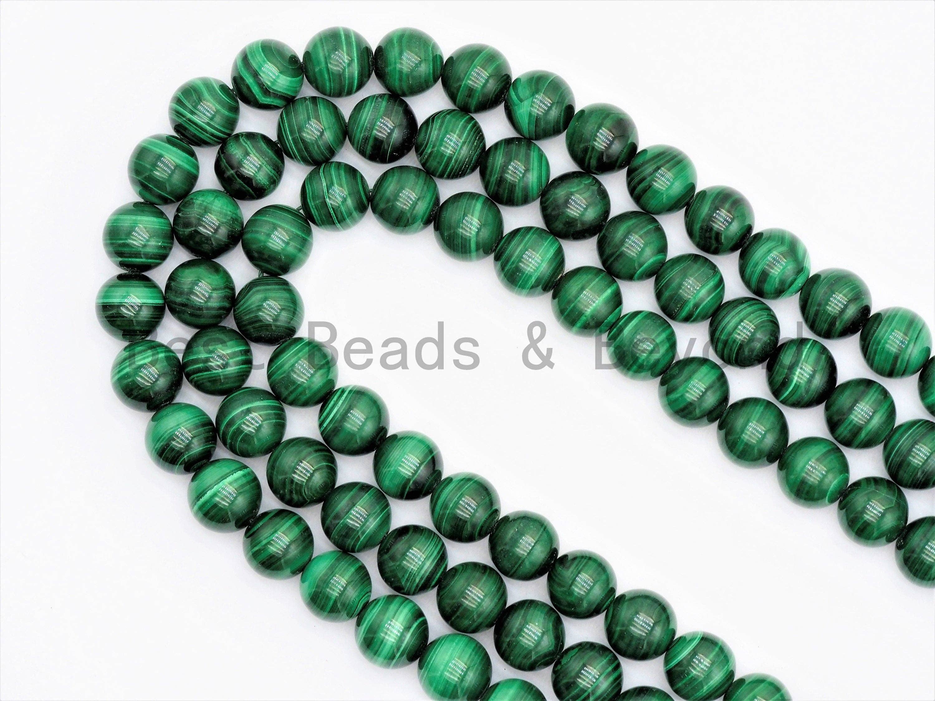 High Quality Natural Smooth Malachite Round Beads, 6mm/8mm/10mm/12mm/14mm, Green Gemstones Beads,Malachite Beads,15.5" Full Strand,SKU#U335