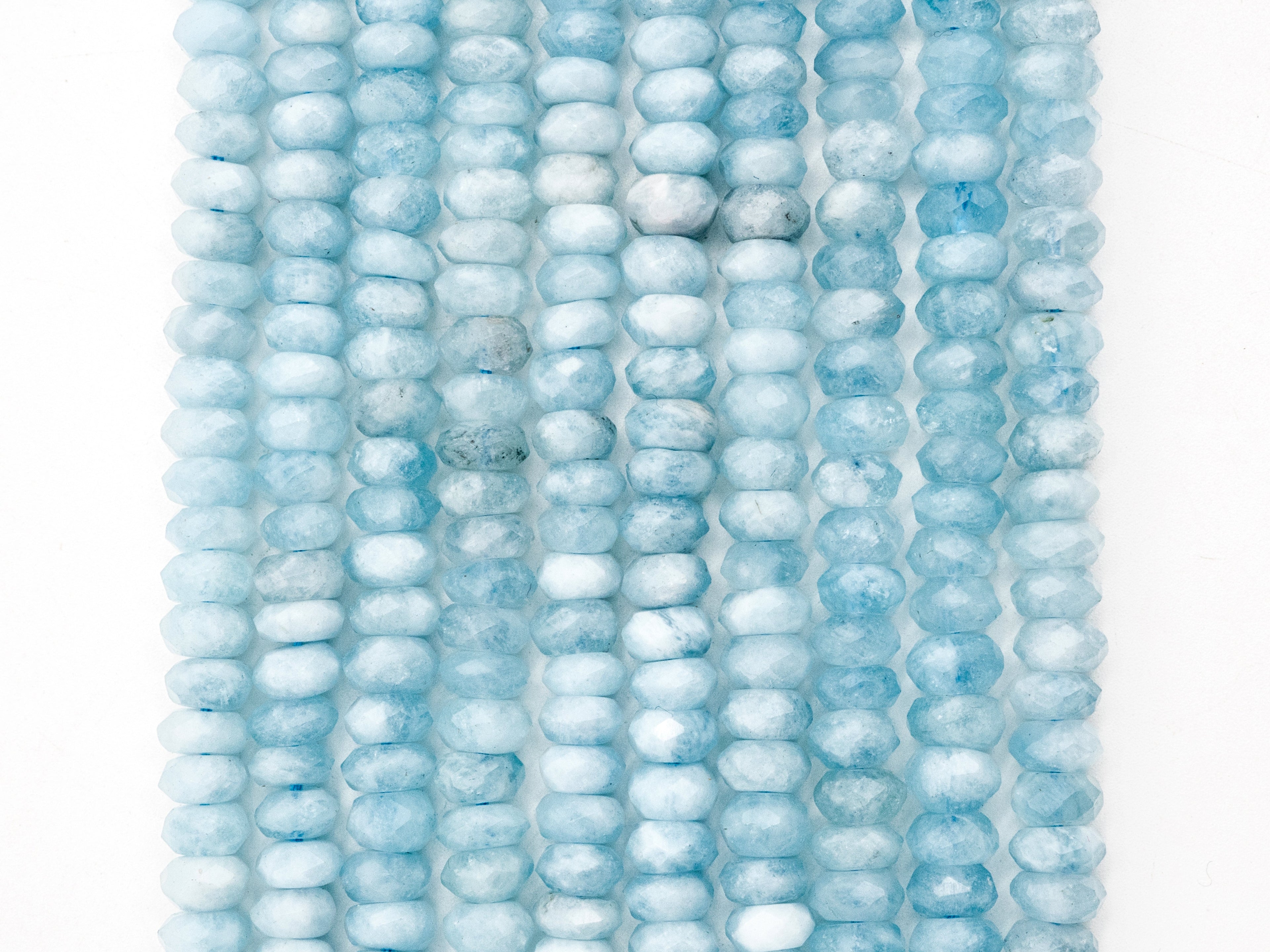 High Quality Natural Aquamarine Rondelle beads, 5x7mm/5x8mm, Faceted Rondelle Gemstone Beads, 15.5inch strand, SKU#U139