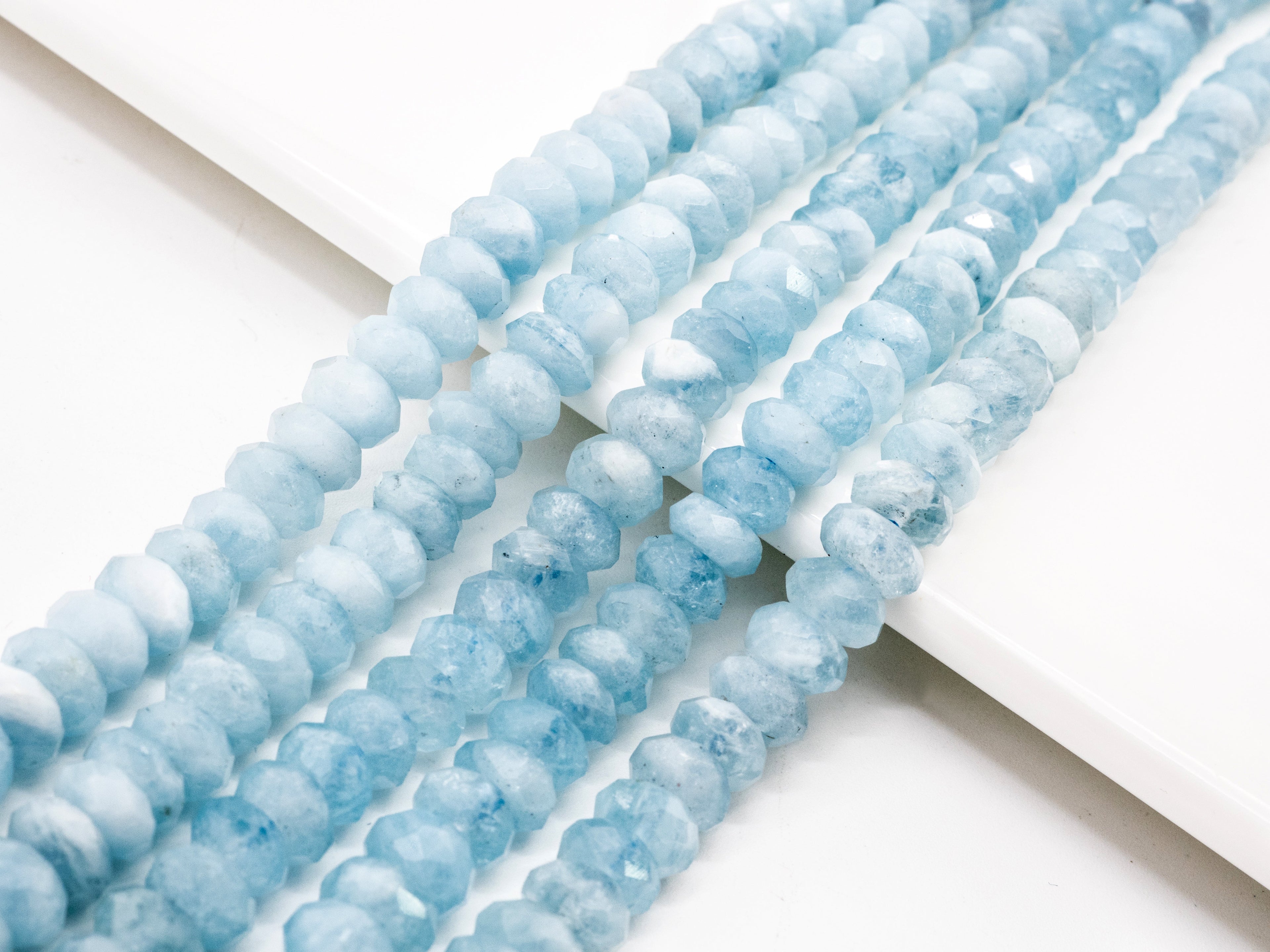 High Quality Natural Aquamarine Rondelle beads, 5x7mm/5x8mm, Faceted Rondelle Gemstone Beads, 15.5inch strand, SKU#U139