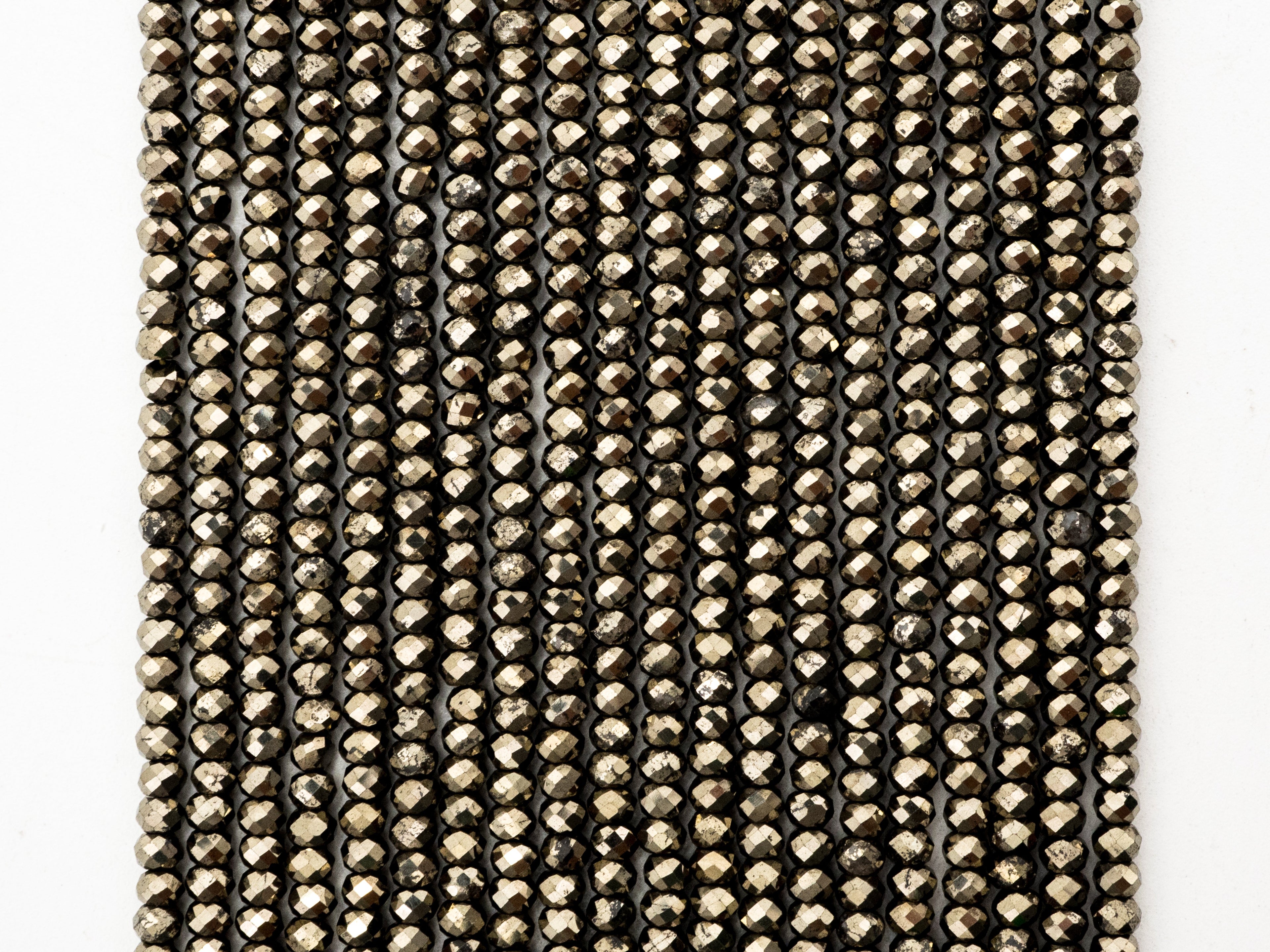 Quality Golden Pyrite Faceted Rondelle Beads 2X3mm Gemstones Beads, Natural Pyrite Beads,15.5" Full Strand, SKU#U218