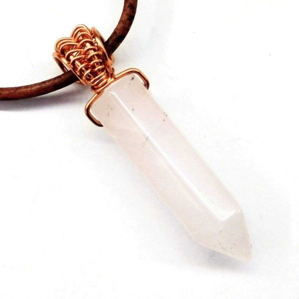 Handmade Rustic Wire Wrapped Gemstone Leather Necklace