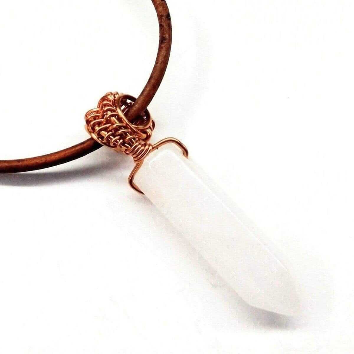 Handmade Rustic Wire Wrapped Gemstone Leather Necklace
