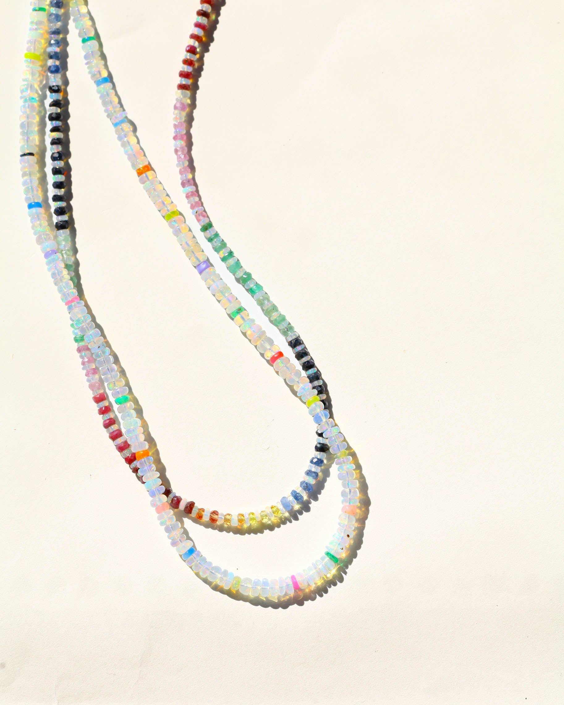 Rainbow Sapphire and Opal Gemstone Beaded Necklace